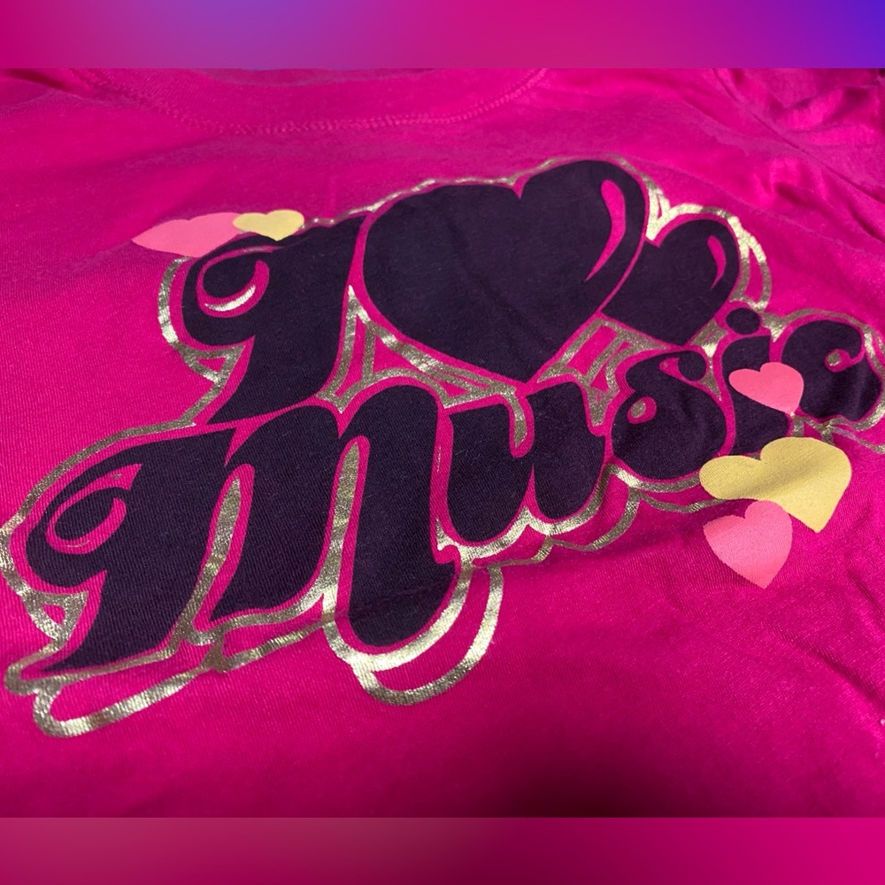 Ransom Pink 'I Love Music' Y2K  Tee 90’s Size M 100% Cotton